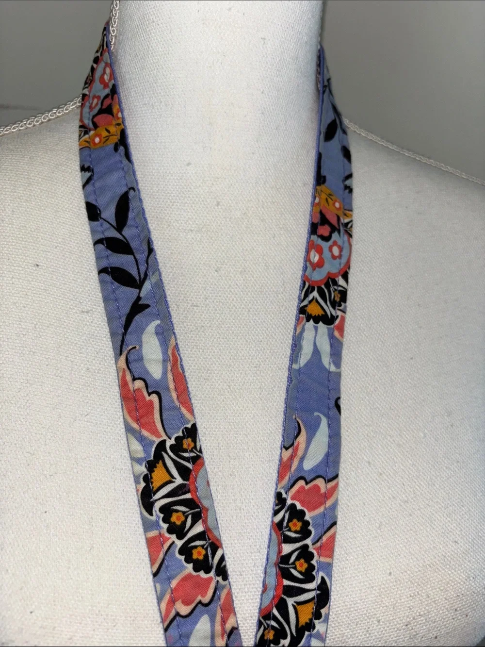 Vera Bradley Lavender Floral Lanyard with Pink, Black and Yellow Accents